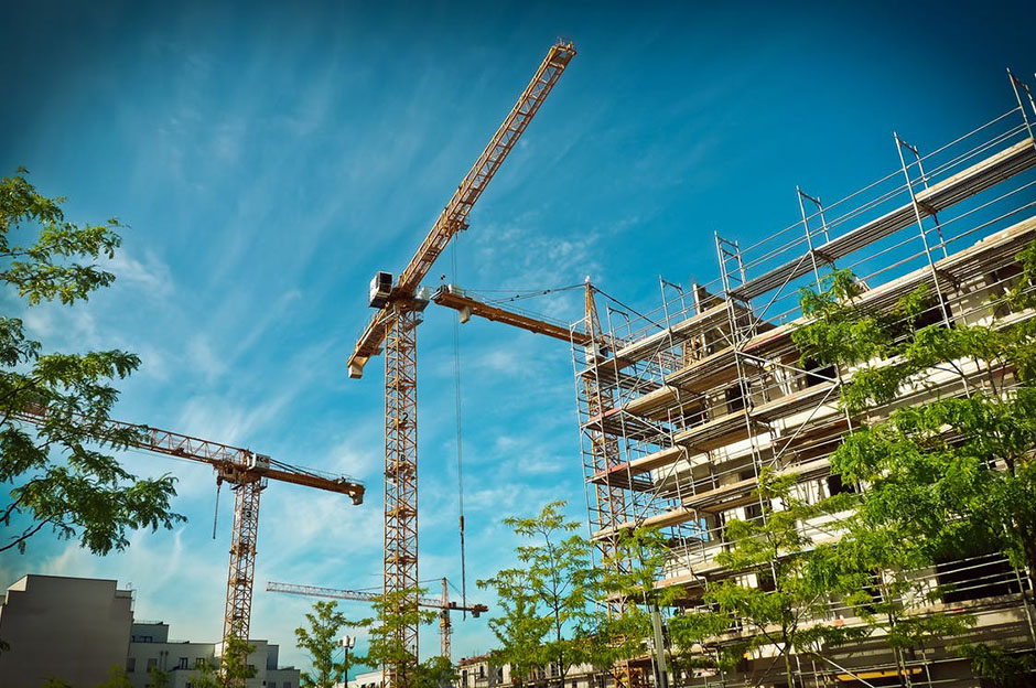 Construction site with construction machines