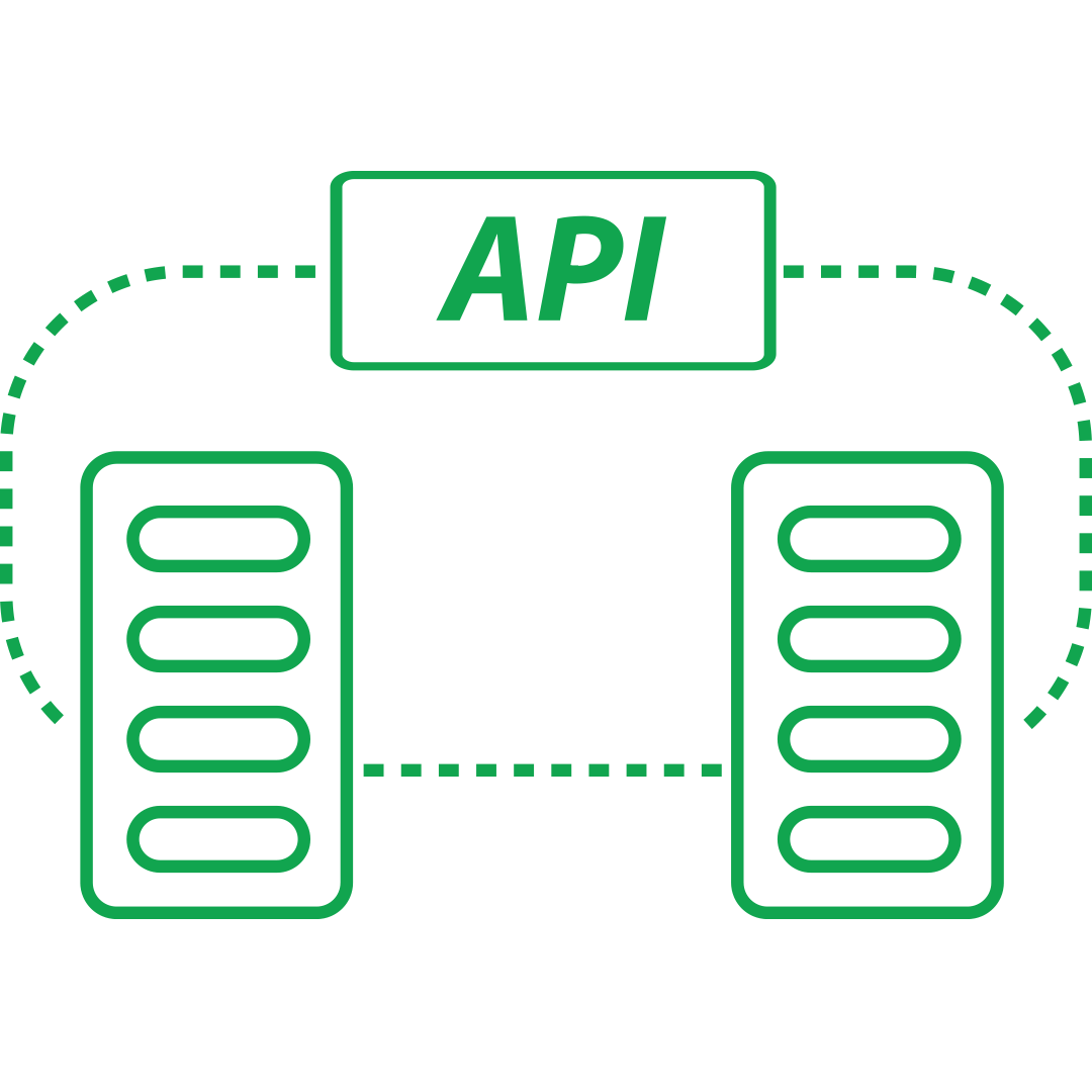 Two devices transferring information through UTA's Developer API for custom integrations.